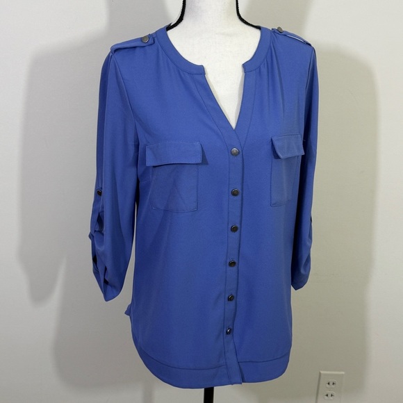 41 Hawthorn Royal Blue Button-Up Blouse sz m - Picture 7 of 12